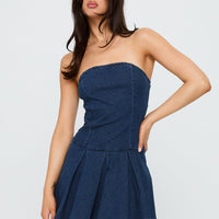 Fantastical Strapless Playsuit Dark Denim