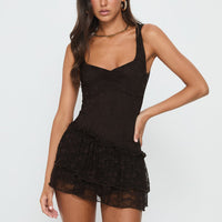 Kaydenn Frill Playsuit Chocolate