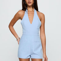 Del Rio Halter Playsuit Blue