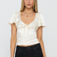 Sun Will Rise Tie Detail Top Cream