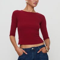 Elaia 3/4 Sleeve Top Red