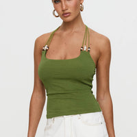 Roller Coaster Bead Detail Top Green