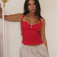 Isabetta Halter Top Red