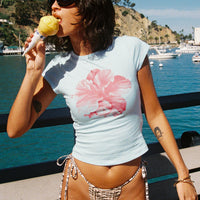 Owenz Hibiscus Baby Tee Blue