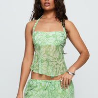 Finesse Halter Top Green Floral
