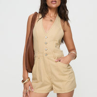 Jayalen Halter Romper Ecru