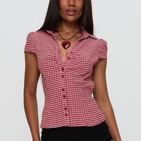 Arianwyn Short Sleeve Shirt Red Check