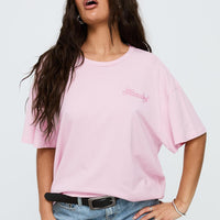 Howdy Partner Oversized Graphic Tee Pink