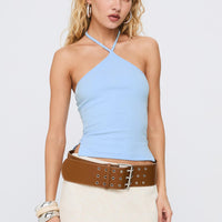 Baseline Halter Rib Top Light Blue