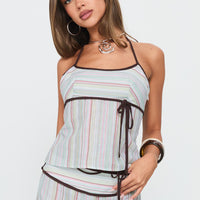 Taylar Tie Bust Top Green Stripe