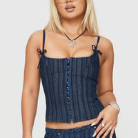 Charismatic Denim Corset Dark Pinstripe