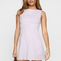 Booked And Busy Romper Lilac Stripe
