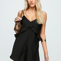 Diamonds Dancing Ruffle Detail Playsuit Black