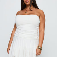 Minxie Strapless Playsuit White Curve
