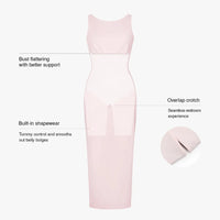 Shapewear Boatneck Draped Sculpting Maxi Dress