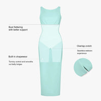 Shapewear Boatneck Draped Sculpting Maxi Dress