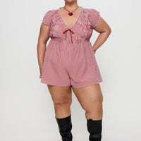 Wescott Gingham Playsuit Red / White Curve