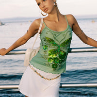 Start Of Summer Sequin Top Green