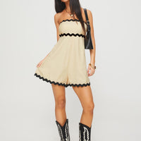 Gomiti Strapless Romper Beige / Black