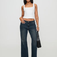 Baseline Square Neck Rib Tank Top White
