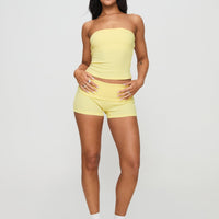 Baseline Strapless Rib Top Yellow