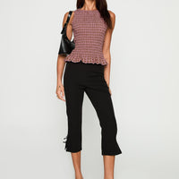 Chauntelle Ruched Top Pink Check