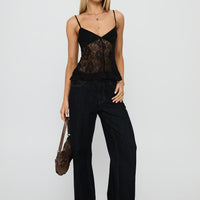 Weslee Lace Babydoll Top Black