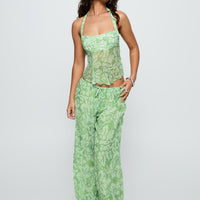 Finesse Halter Top Green Floral