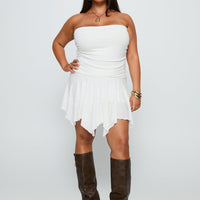 Minxie Strapless Playsuit White Curve