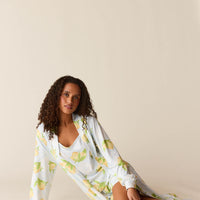 Della Cloud Jersey Banded Midi Robe in Lemon Spritz