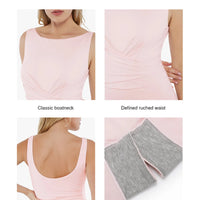 Shapewear Boatneck Draped Sculpting Maxi Dress