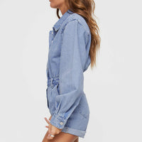 Eisman Long Sleeve Denim Romper Blue