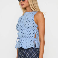 Endless Summers Tie Side Top Blue Polka Dot