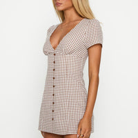 Loveliness Playsuit Brown Check Petite