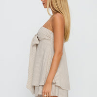 Jetsetter Strapless Playsuit Beige Stripe
