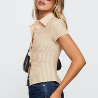 Lift Off Button Up Top Cream / Navy Stripe