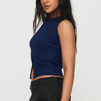 Suzu Sleeveless Knit Top Navy