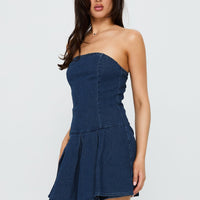Fantastical Strapless Playsuit Dark Denim