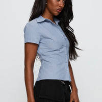 Lift Off Button Up Top Blue