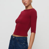 Elaia 3/4 Sleeve Top Red