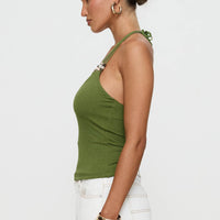 Roller Coaster Bead Detail Top Green