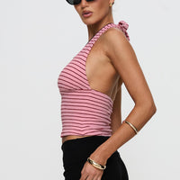 Whimsy Halter Top Pink / Red Stripe