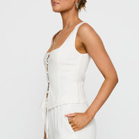 Zenda Linen Blend Top Off White
