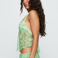 Finesse Halter Top Green Floral