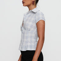 Cottesloe Blouse Top Blue Check
