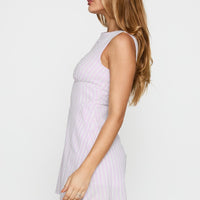Booked And Busy Romper Lilac Stripe