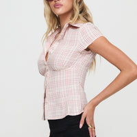 Cottesloe Blouse Top Pink Check