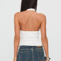 Hotter Than Fire Lace Halter Top White