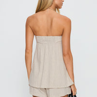 Jetsetter Strapless Playsuit Beige Stripe