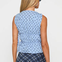 Endless Summers Tie Side Top Blue Polka Dot